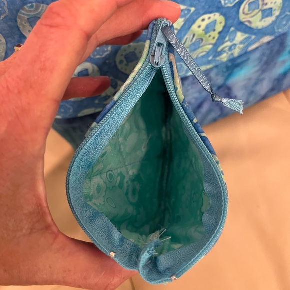 Tropical Tie Dye Print Small Tote Bag Change Purse Included Blue Green NWOT - Picture 9 of 9